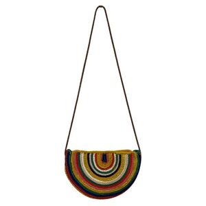 American Eagle Colorful Rainbow Half-Moon Crossbody Bag Fun Festival Bohemian